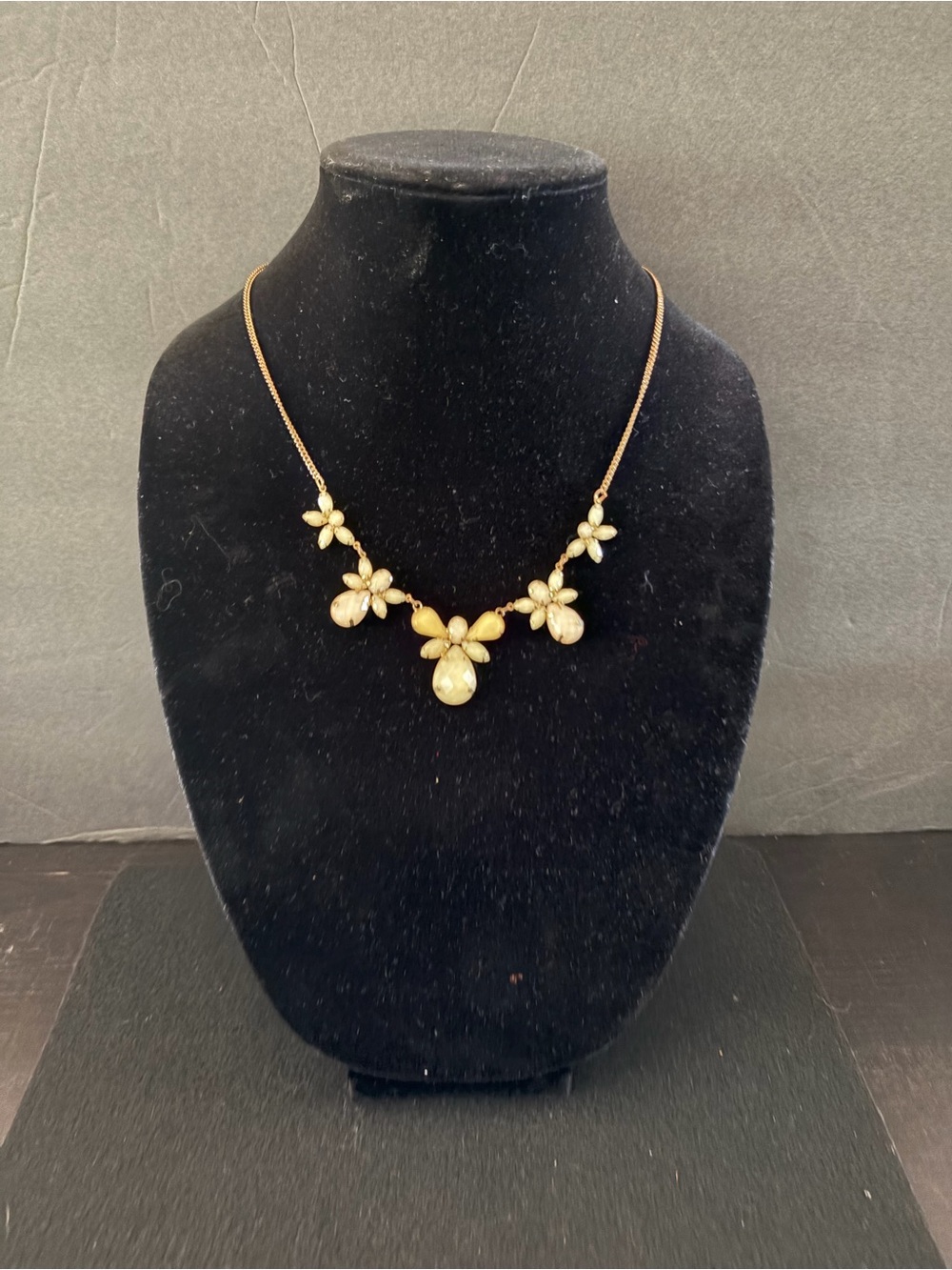Claire's Womens White Floral Beaded Fashion Statement  Necklace